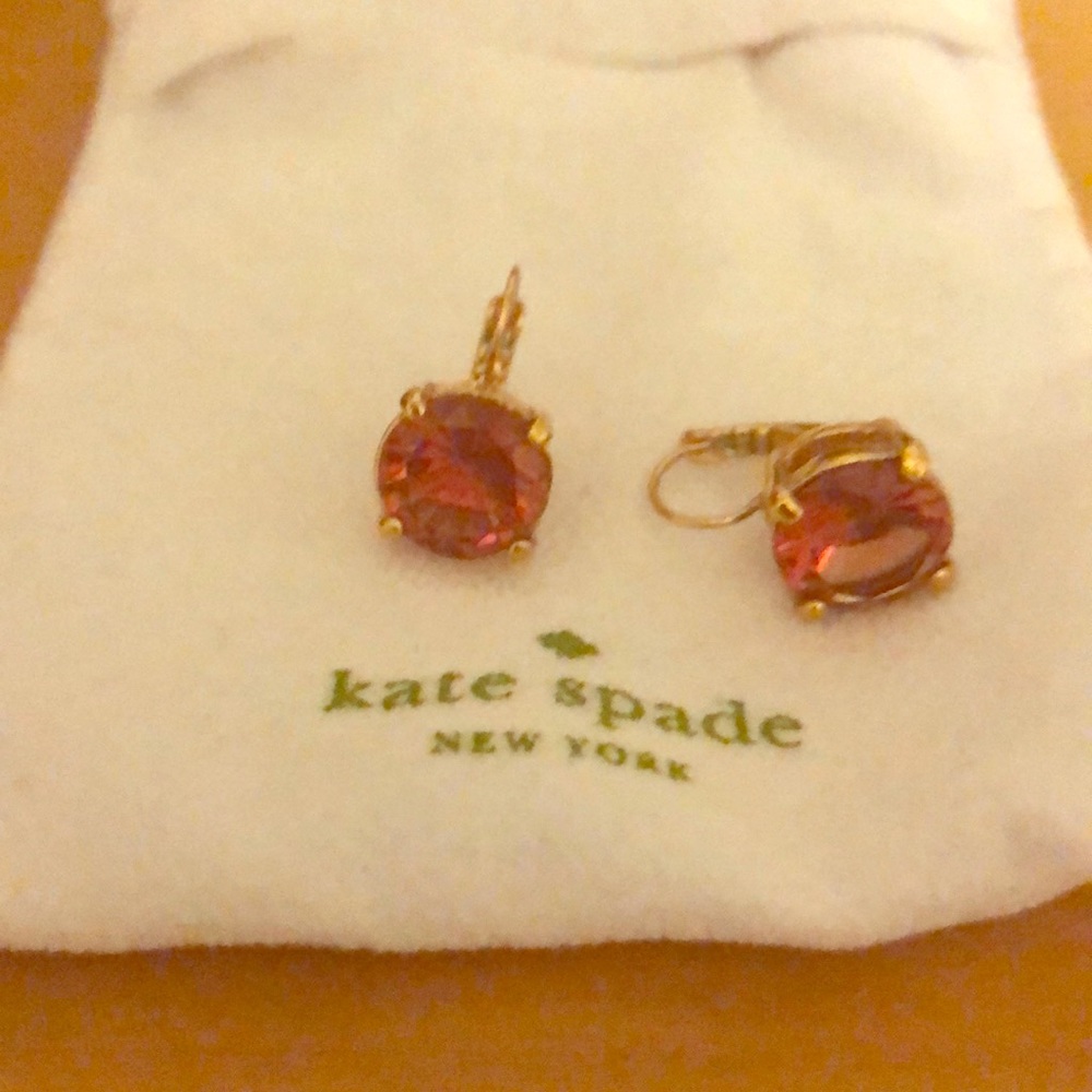Kate Spade fuchsia rhinestone & gold drop earring